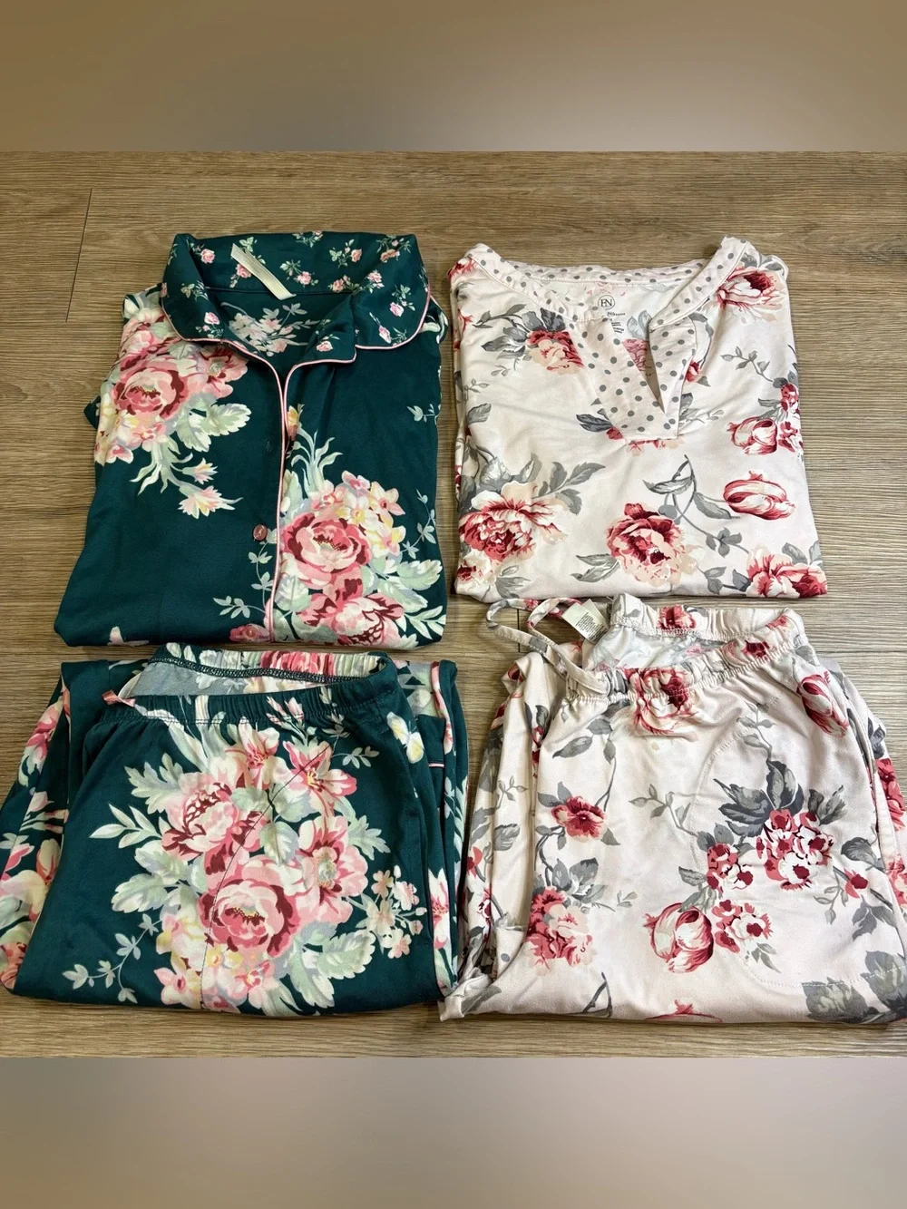 Flora Nikrooz Sleepwear Bundle - 2 Floral Pajama Sets (4 Pieces Total) S/M